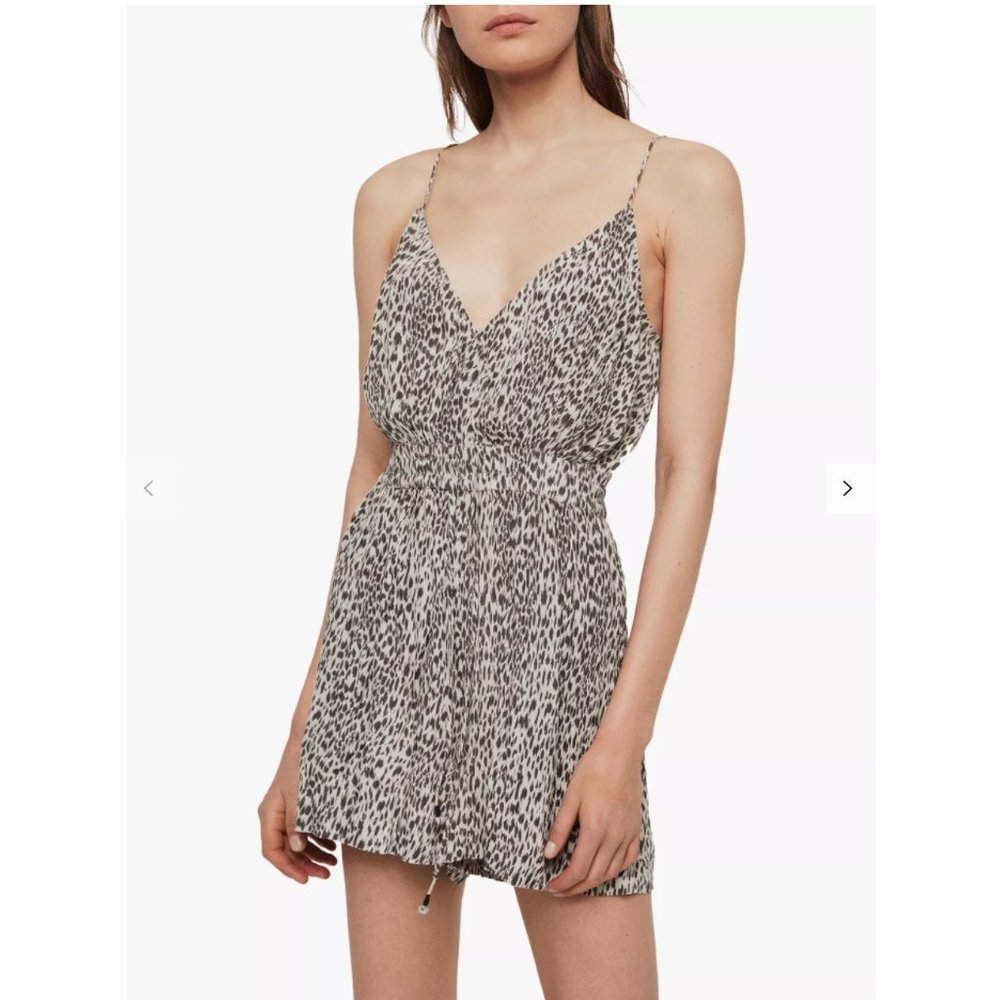 AllSaints Maya Lep Playsuit Romper Leopard Print